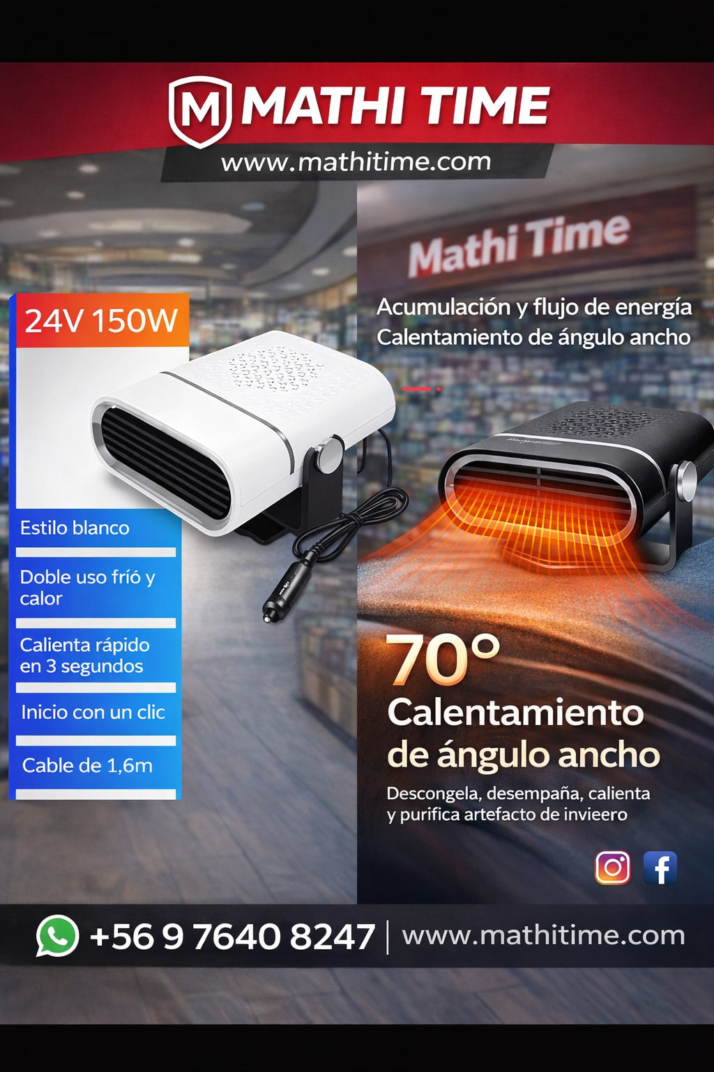 CALEFACTOR DE AUTOMOVIL DESEMPAÑADOR DE PARABRISAS