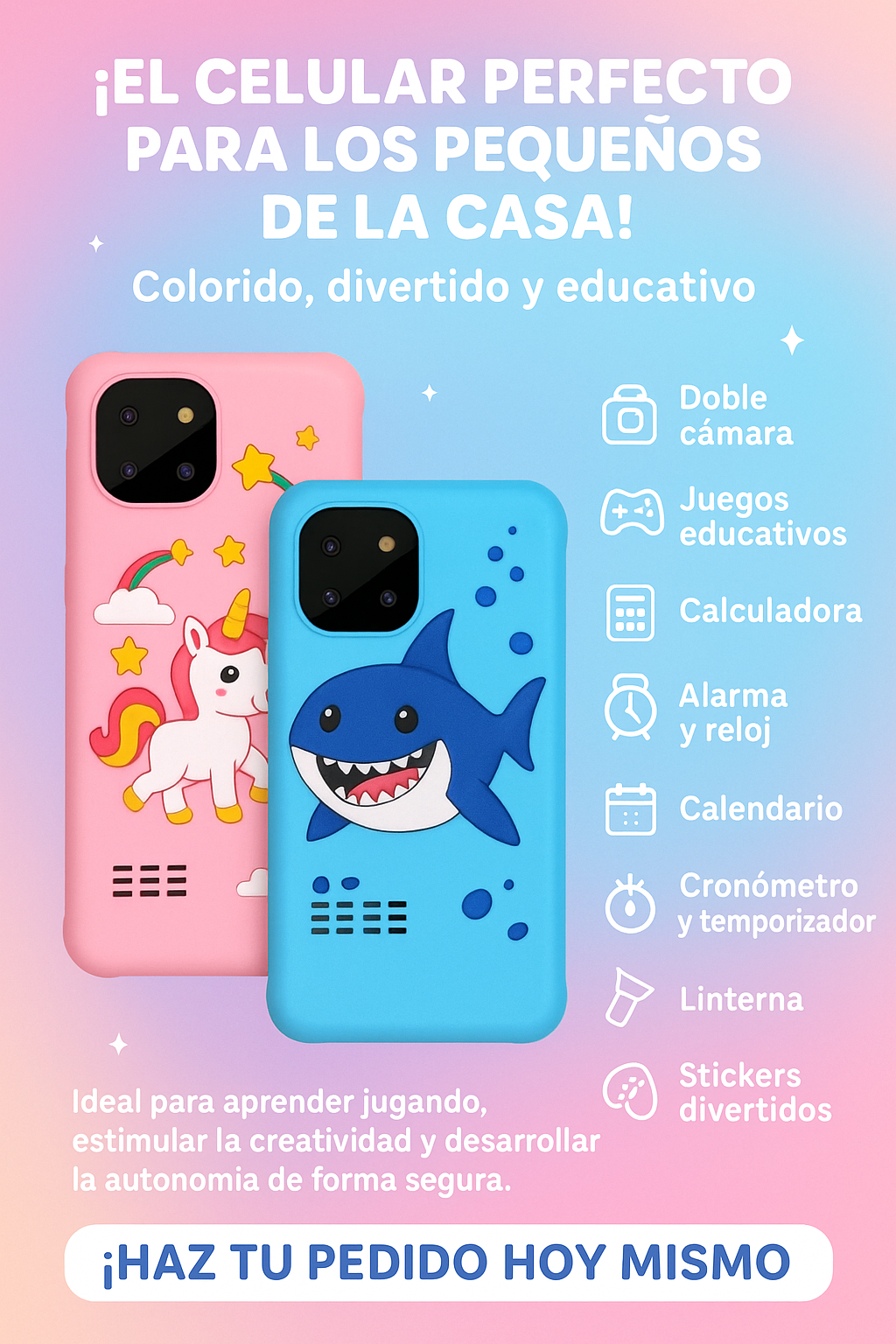 CELULARES PARA NIÑOS Y NIÑA + TARJETA SD 32 GB