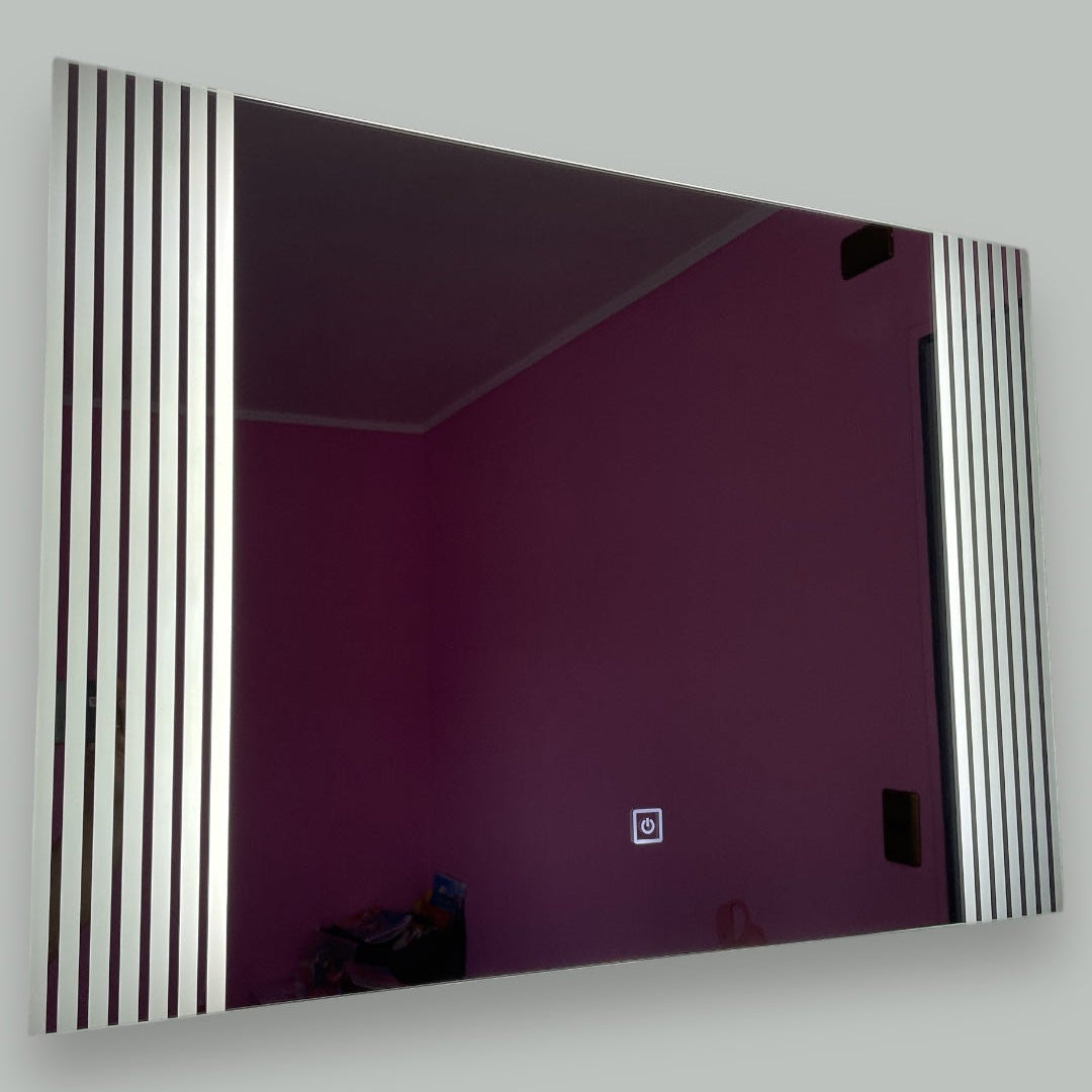 Espejo rectangular con extremos curvos con luz
