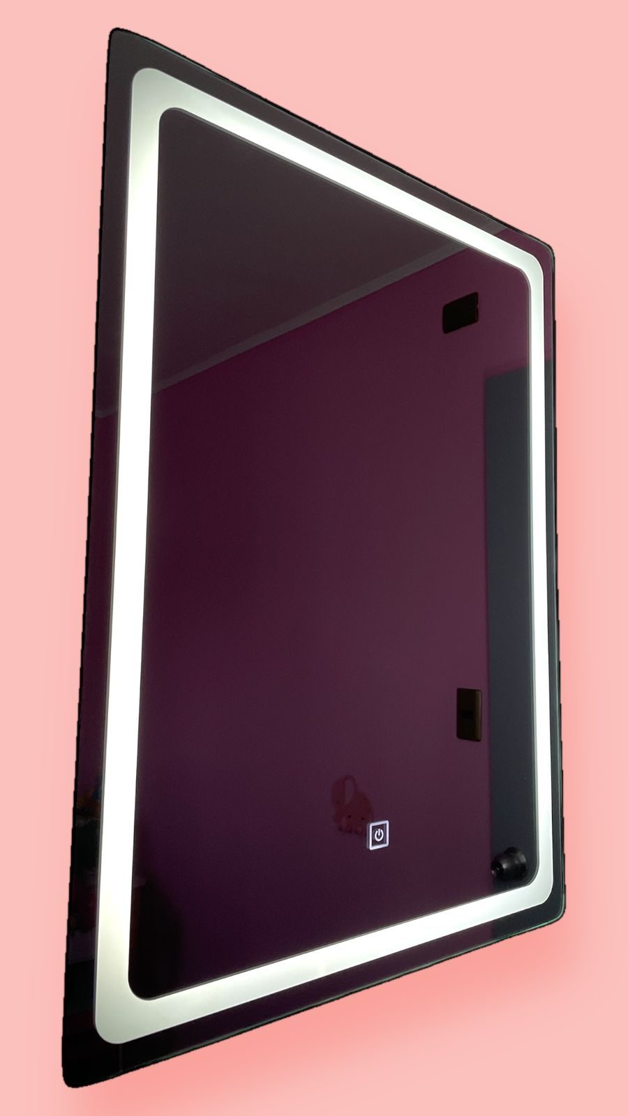 Espejo rectangular con luz curva